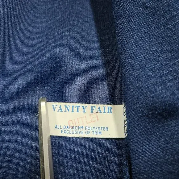 VTG Vanity Fair For Him Mens L-XL Robe Navy Blue Velour Calf Length Tie Belt USA - Picture 5 of 13